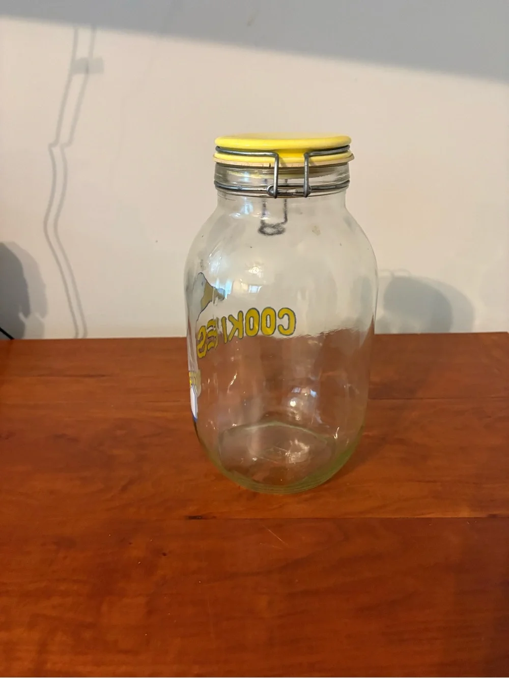 Vintage Carlton Goose Glass Cookie Jar Yellow Lid Canister 1982 Farmhouse Decor